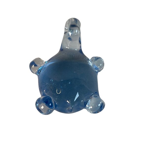 Vintage Blue Blown Art Glass Turtle Paperweight Sculpture - Picture 3 of 7